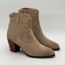 Bottines Aliwell Suri en Cuir Velours Taupe femmes