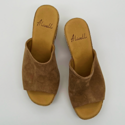 Mules Loelie Aliwell en cuir velours beige