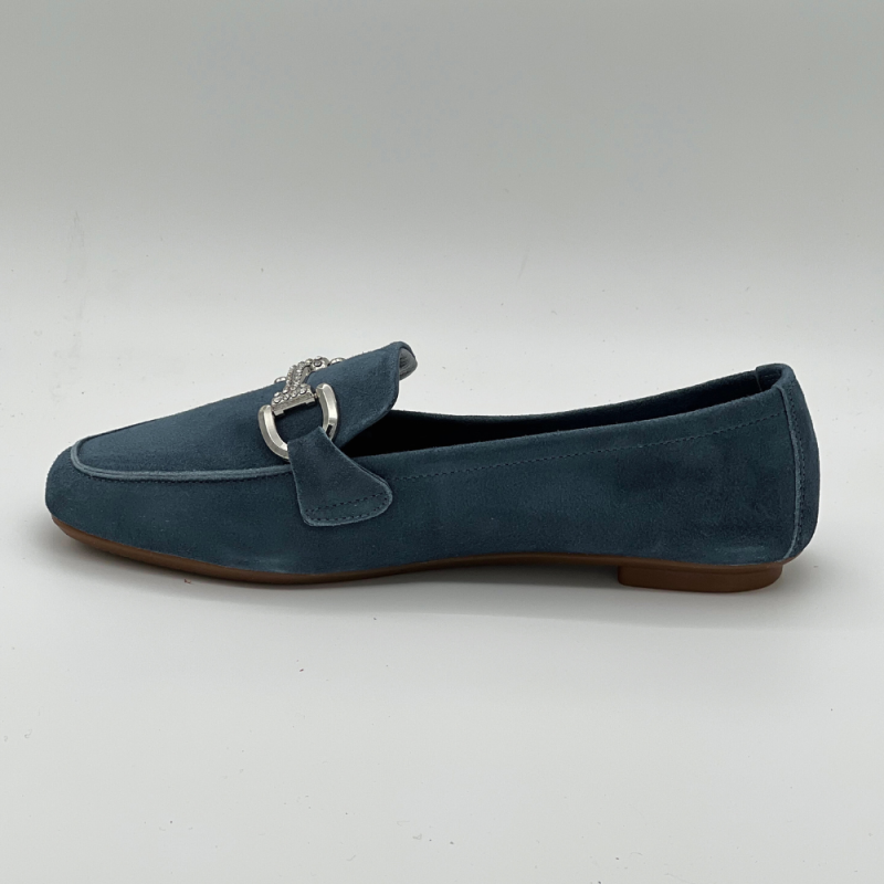 Mocassins Hamilton Reqins cuir velours bleu