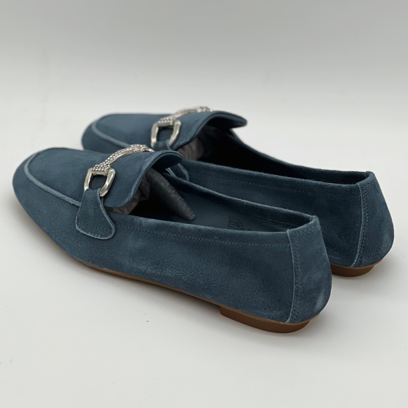 Mocassins Hamilton Reqins cuir velours bleu